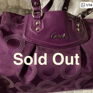 Used Ashley Coach Rich Purple Shoulder Bag/Satchel, Good Exterior, Fair Interior